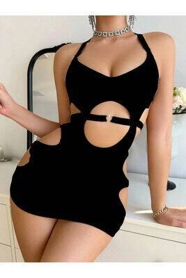Venlisa Patterned Sheer Mini Dress V9200